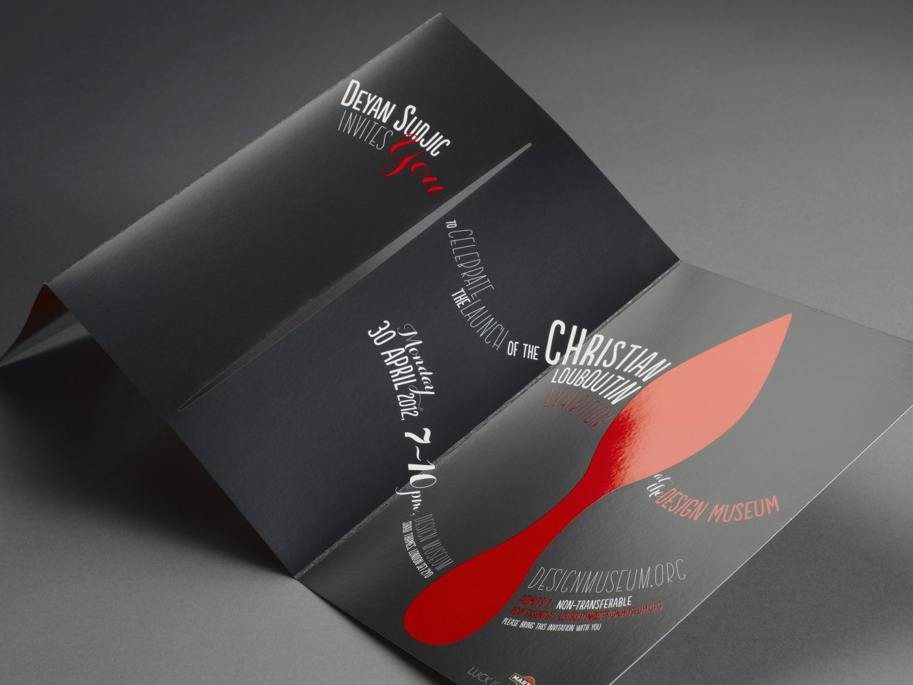 Brochure for London Design Museum’s Christian Louboutin exhibition, brand experience design by Household.