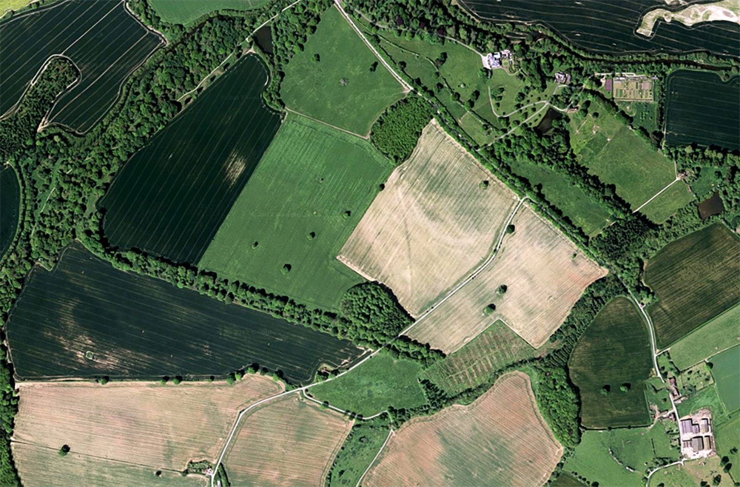 Satellite image of Ludlow Farm used for brand identity, packaging, retail and digital design by Household.