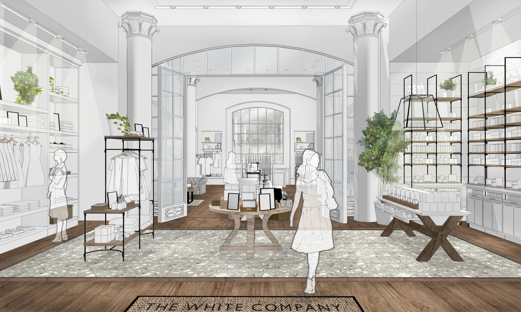 Interior visual of The White Company New York Flagship Design, by Household.